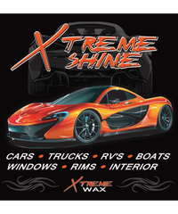 Image of sports car with label Xtreme Shine Quick Detail Spray. A spray car wax protectant, detailer and clay lubricant